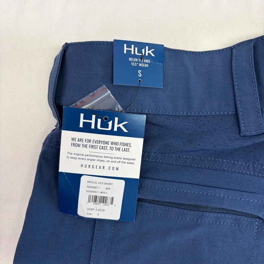 Huk Next Level 10.5 Fishing Shorts Mens Small Blue Performance Cargo Outdoor